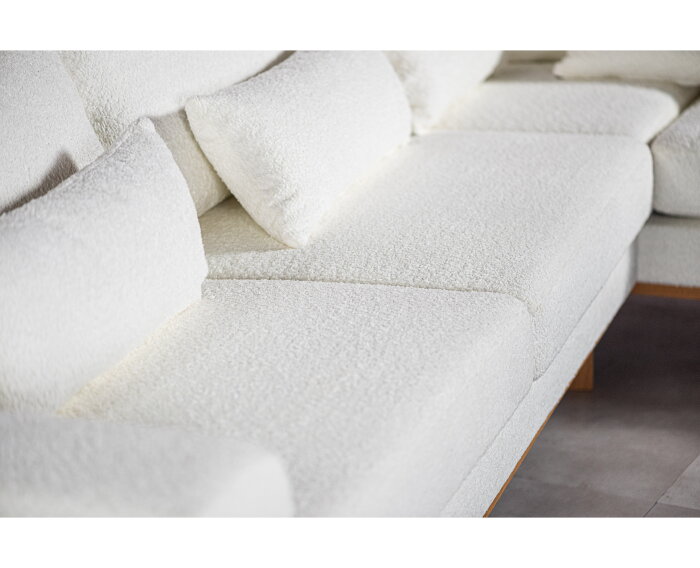 Hoekbank Avelon Rechts By-Olaf – Stof Abriamo Naturel – Houten Poten – 3-zits met hoek links – 292 x 202 cm