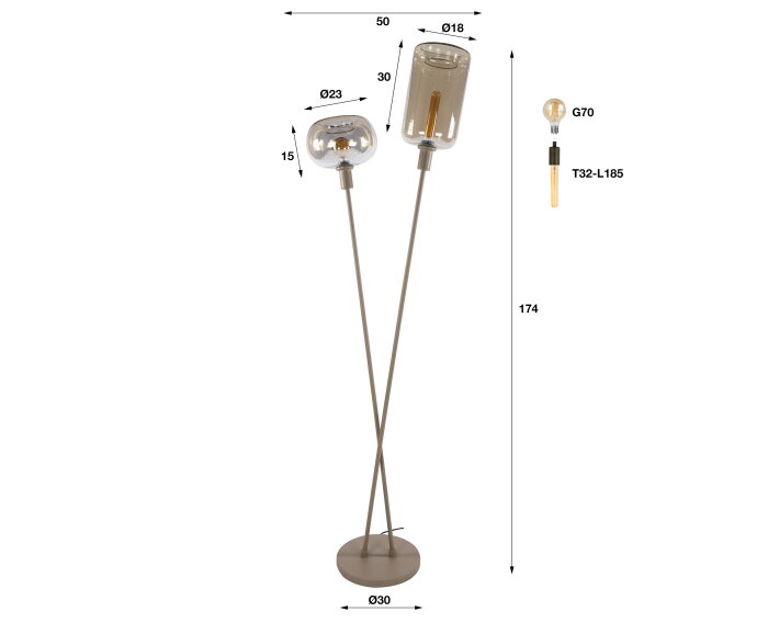 Vloerlamp Serene 2L - Beige