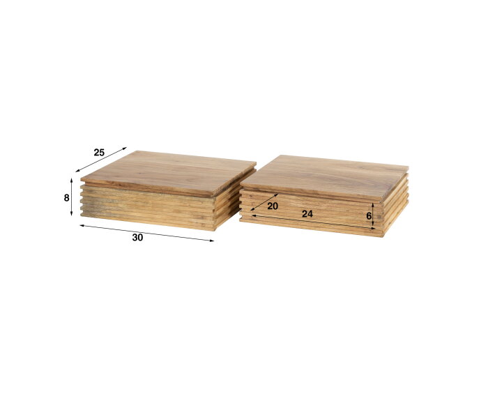 Nachtkastje 1L set/2 layer XS - Massief acacia naturel
