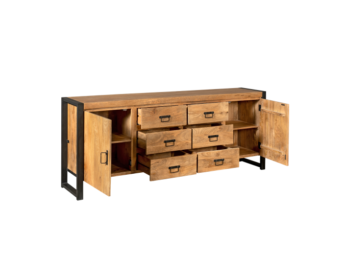 Dressoir Boaz 200 cm mango metaal - Naturel | Meubelplaats