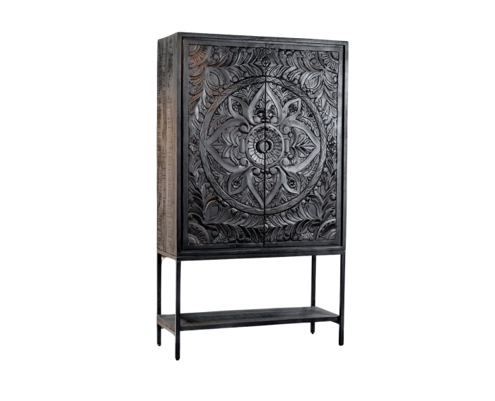 Opbergkast Carving mangohout 190x41x110 cm | 2 deuren | MySons