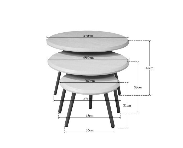 Ronde salontafelset Ohio Zand Mangohout 70 cm