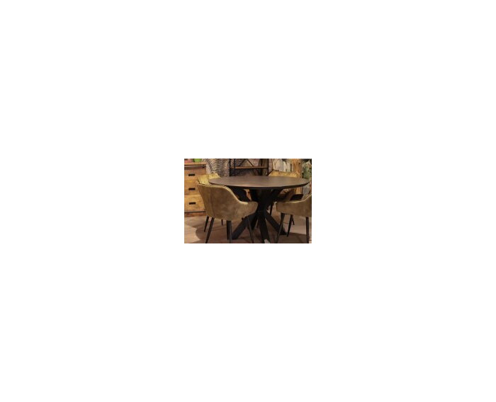 HSM Collection-Ronde Eettafel Zürich-80x80x76-Zwart-Acacia/Metaal