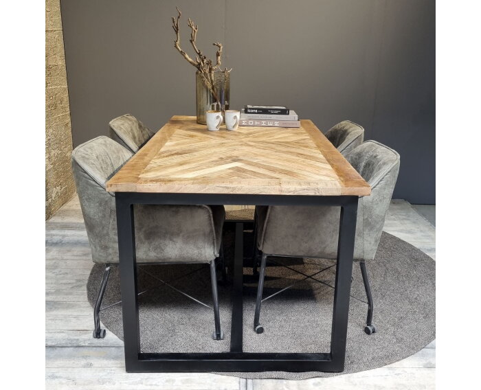 Eettafel Jax visgraat mangohout 220 cm - naturel