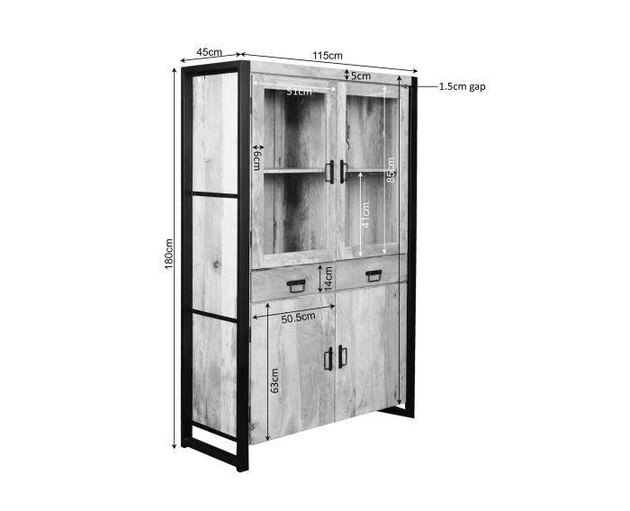 Vitrinekast Britt | 115 cm