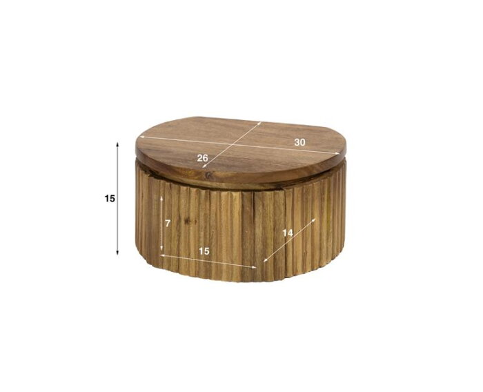 Nachtkastje XS zwevend rond 1L Wave - Massief mango zandkleur