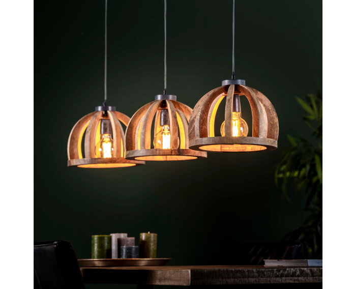 Hanglamp Cage &Oslash;30 cm 3 lampen mangohout - naturel