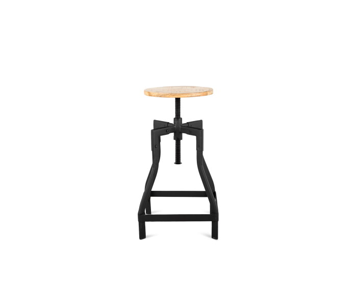 Iron Revolving Stool 35 Iron stand black, wooden standaard finish