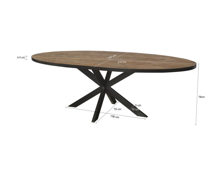 Eettafel Accent Ovaal 210 cm | Livingfurn 10953 | Slechts € 775 | Meubelplaats.nl