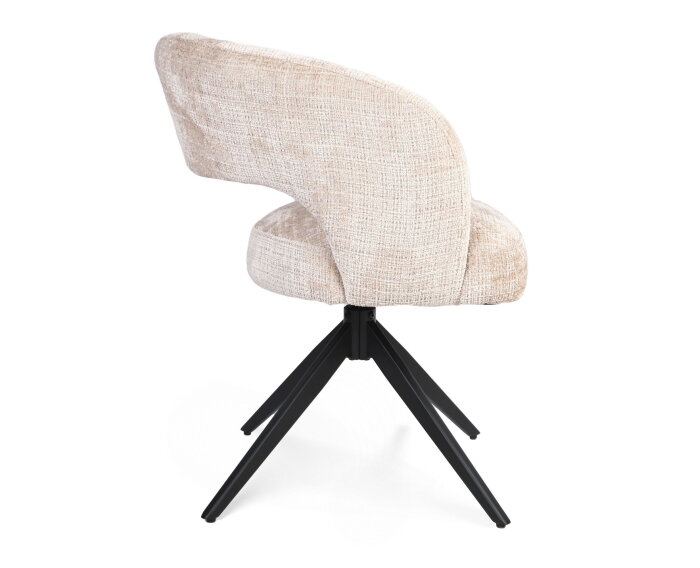Eetkamerstoel Demi | Beige | Poot Black | Met armleuning