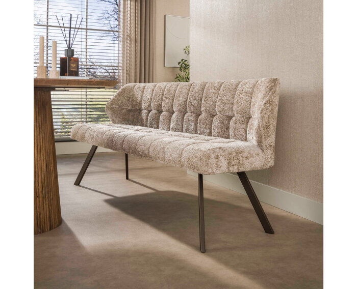 Eetkamerbank Raster - Alura zand - bruin metaal - 180x58x81 cm