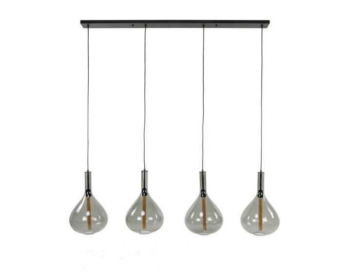 Hanglamp drop smoke glass 4 lampen - Artic zwart