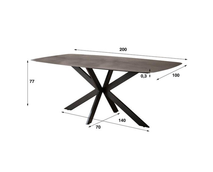 Eetkamertafel rough metal spider frame - Antraciet