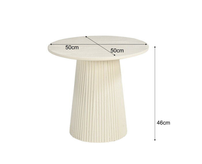 Salontafel Patrice rond set van 2 mangohout 80 cm & 60 cm - crême wit