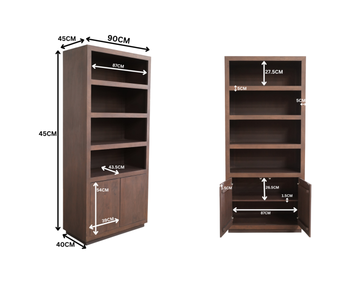 Boekenkast Brussel Walnut | 90 cm