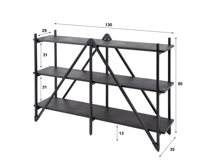 Wandkast 130cm 3 laags Piega - Grijs