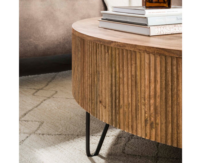 Salontafel Wave rond mangohout &Oslash;120 cm - zandkleur