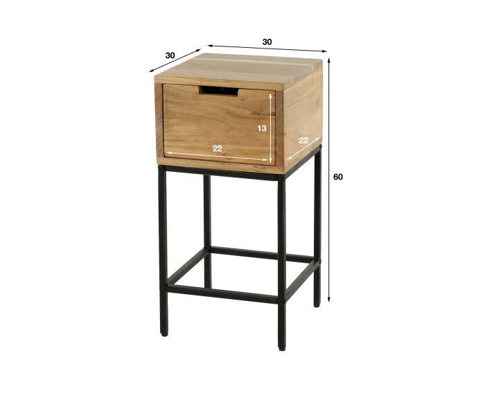 Nachtkastje Flat acacia small - naturel