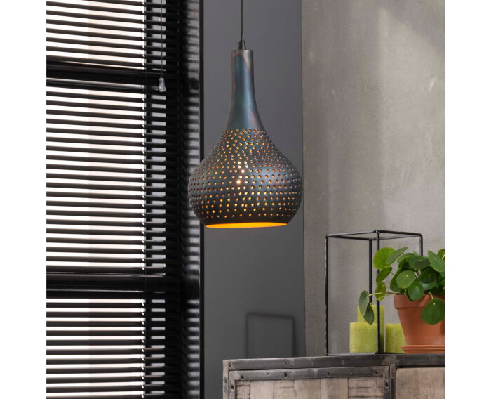 Hanglamp Industry concrete kegel - Zwart bruin