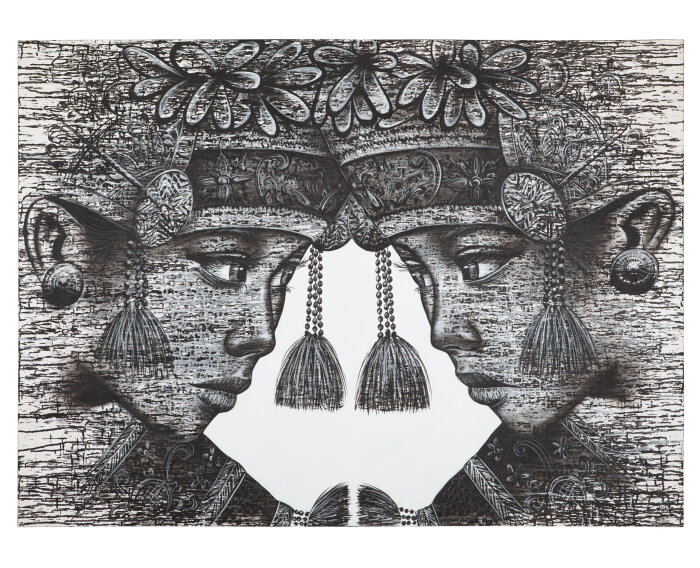 Wall Art Balinese Twins,110x150 cm, Painting on canvas