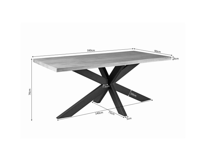 Eetkamertafel Denver | Rechthoek matrixpoot | 160 cm