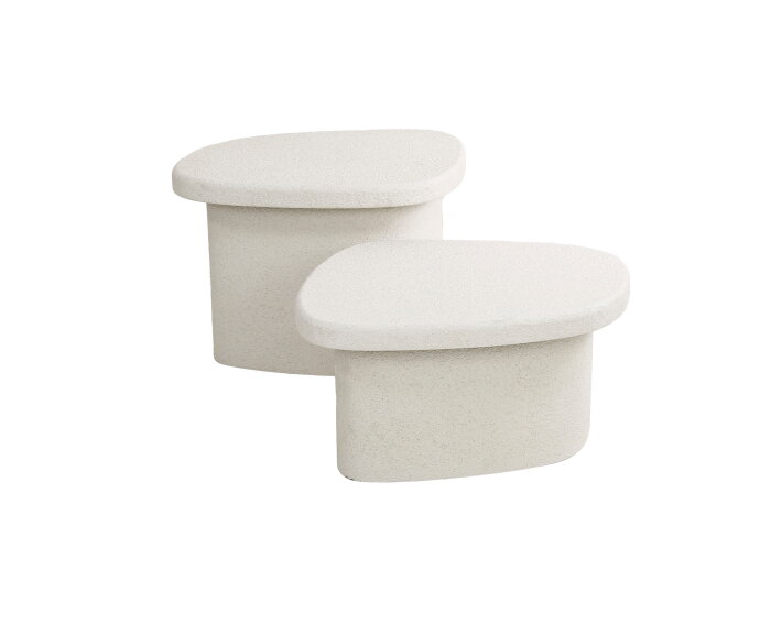 Salontafel Sienna set van 2 organisch marmer composiet - wit
