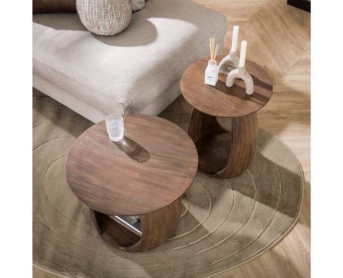 Bijzettafel flow D45 solid - Massief acacia glaze brown