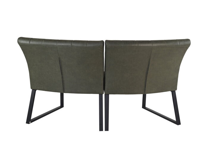HSM Collection-Eetkamerbank Texas-68x55x88-Groen/Zwart-Leder/Metaal