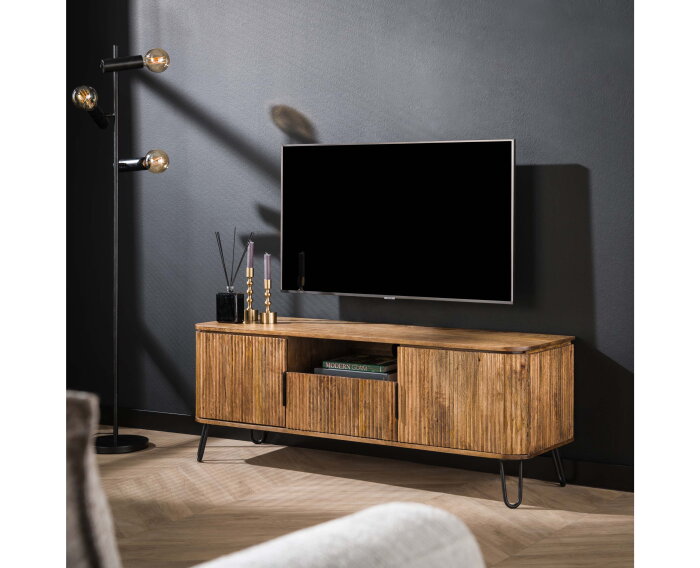 TV-meubel wave 135 cm mangohout - zandkleur | Meubelplaats