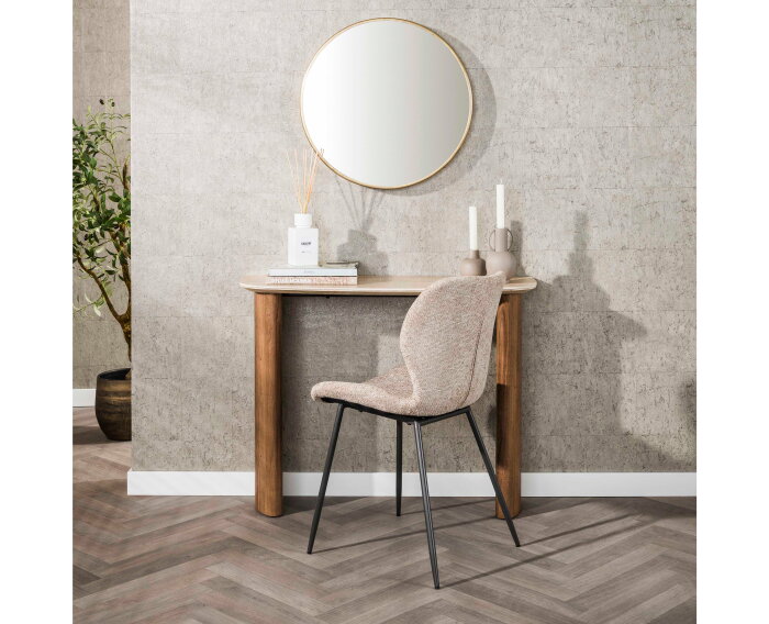 Kaptafel curvo Romano travertin keramiek - 100x35x76 cm - Japandi
