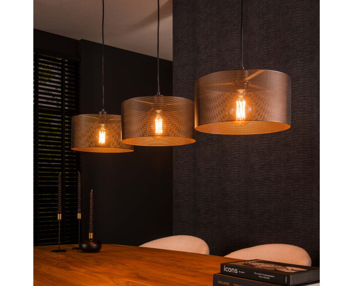Hanglamp Mara round 3 lampen - Artic zwart