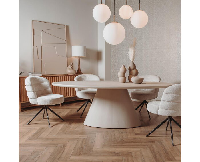 Eettafel Mello ovaal Beton 200x110 cm - Beige
