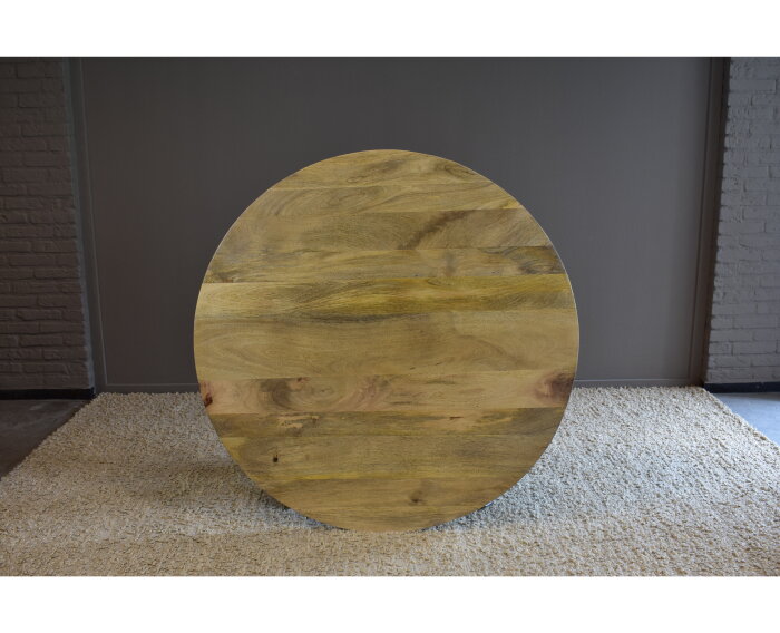 Eettafel paris rond mangohout facet rand Ø100 cm - Naturel | Meubelplaats