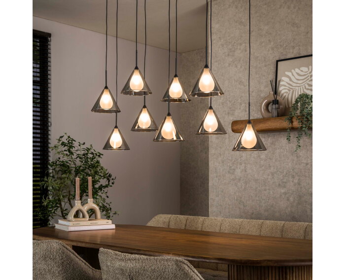 Hanglamp 5+4 tapse kap glas (G9) - Smoke grey glas