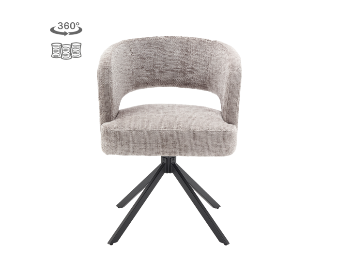 Tower Living Eetkamerstoel Mura draaibaar Chenille - Silver