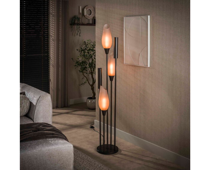 Vloerlamp Cocoon 5-lichts Frosted Sienna bruin &ndash; hotel chique design - 35x35x178 cm