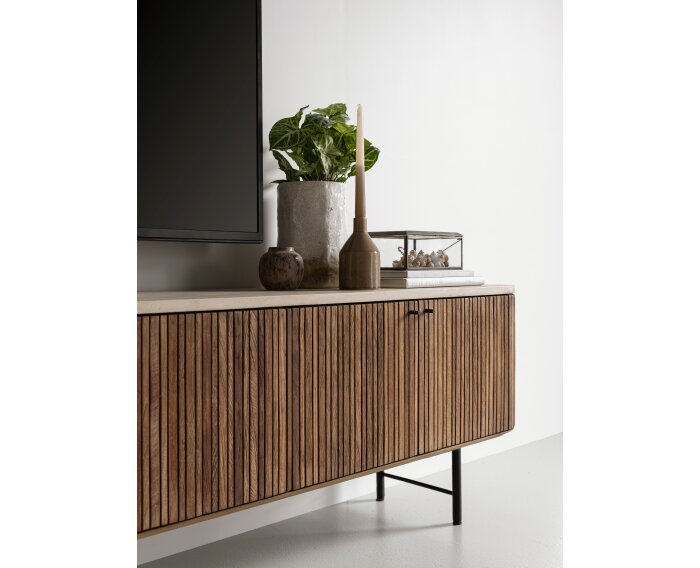 TV stand Lagoon large, 6 doors,55x220x35 cm, teakwood + mortex