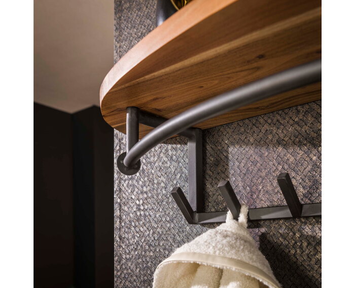Kapstok round 8 haken hoedenplank - Massief acacia naturel - 100x30x20 cm