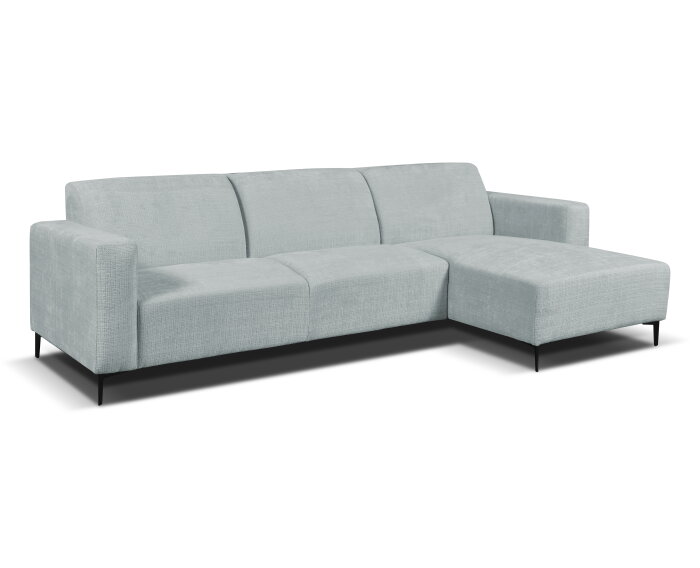 Hoekbank Nolan met Chaise Longue Rechts &ndash; Cremona Stof - Lichtgrijs - 275x150x84 cm