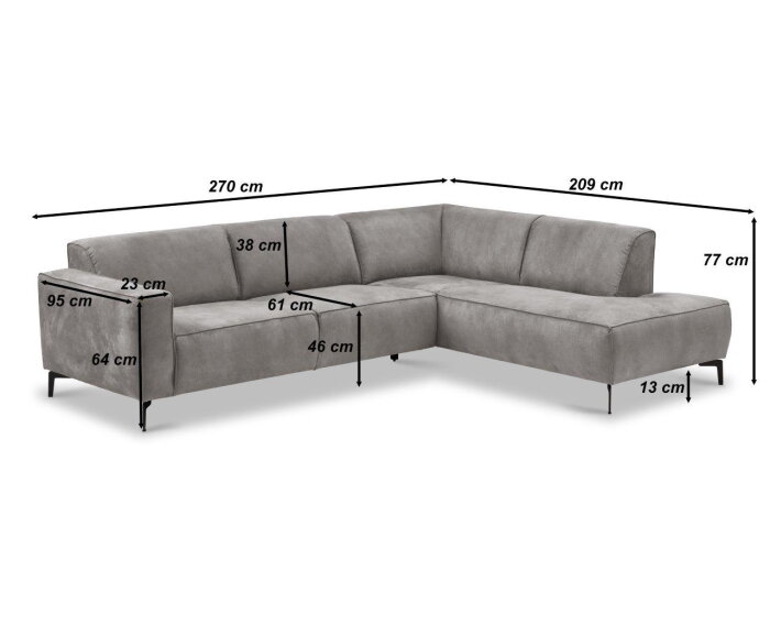 Hoekbank Varello Antraciet - Tauro 02 &ndash; Ottomane links &ndash; 270x209 cm