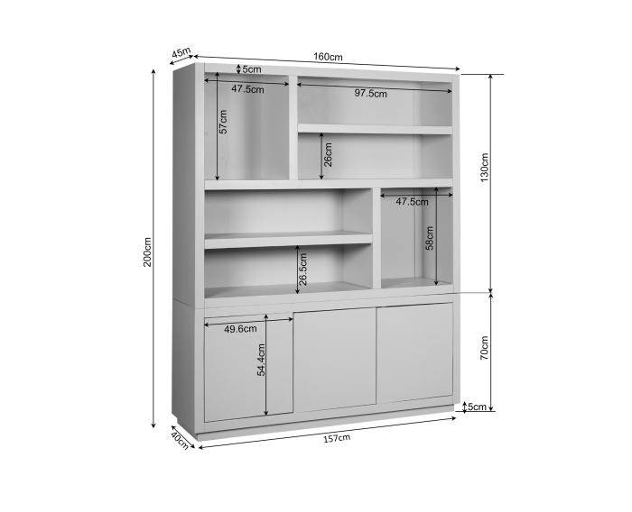 Vakkenkast Brussel Brown XL | 160 cm