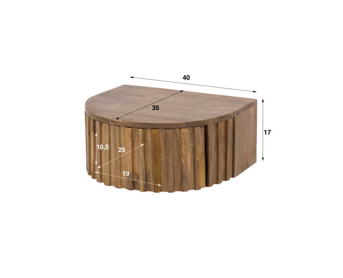 Nachtkastje Ridge zwevend 1L - Massief mango zand