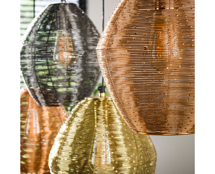Hanglamp web mix 5 lampen - Mat nikkel mix color