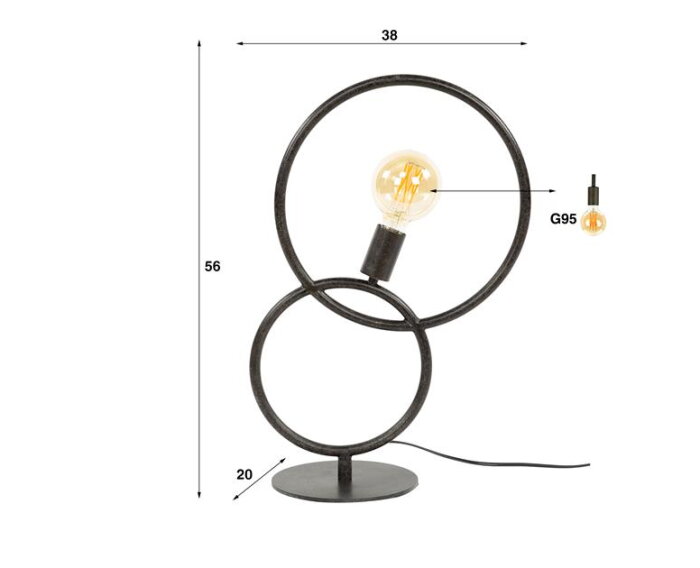 Tafellamp 1L loop - Artic zwart