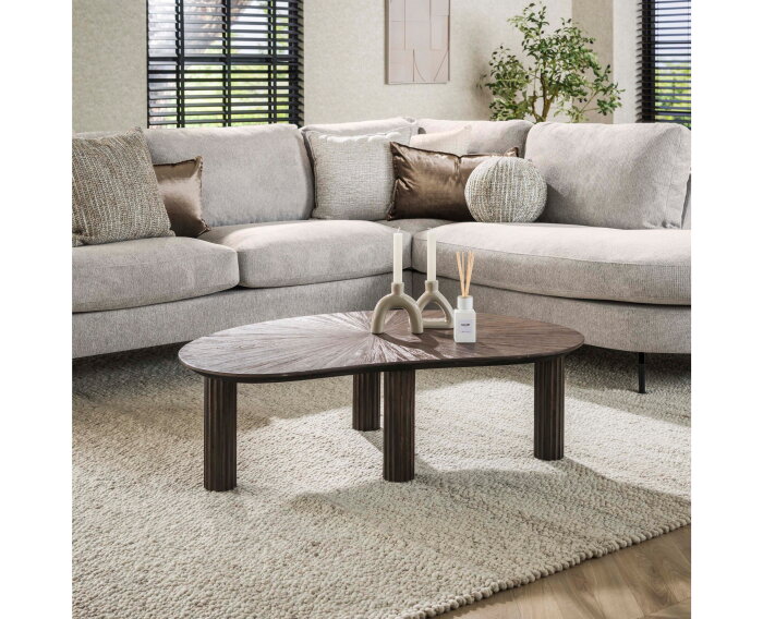 Salontafel 110cm niervormig Maya teak - Teak rust brown