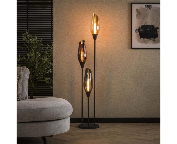 Vloerlamp cocoon mix glass - Zwart