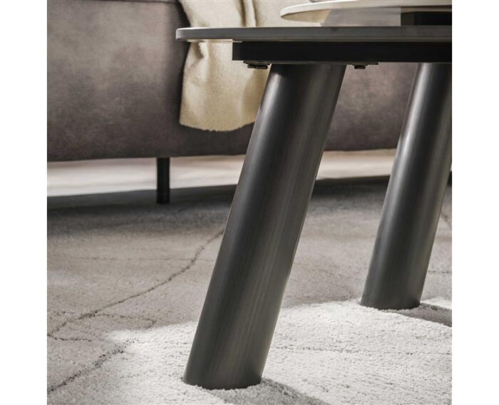 Salontafel set/2 log Twin - 3D ceramic mix travertine