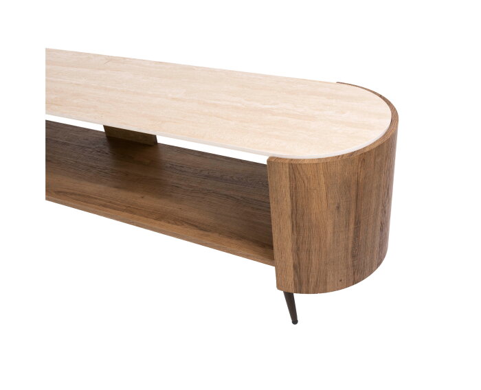 TV-meubel Arcus 180 cm - Keramiek travertin