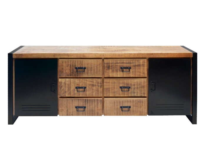 Dressoir  Bruno - Bas mango en metaal 200 cm breed