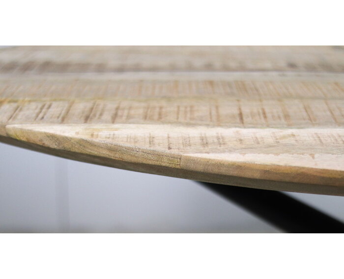 Ovale eettafel Bern -  180x100x76 - Naturel/zwart - Mangohout/ijzer